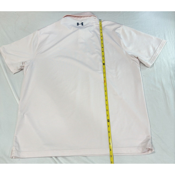 Under Armour Polo Shirt Men's Size XL Pink Striped Short Sleeve Performance polo - Picture 3 of 8